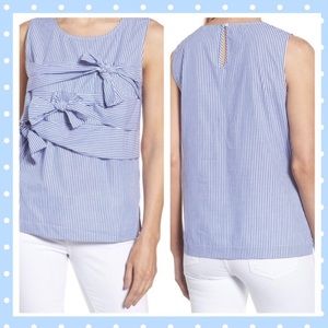 Halogen Blue White Striped Sleeveless Top